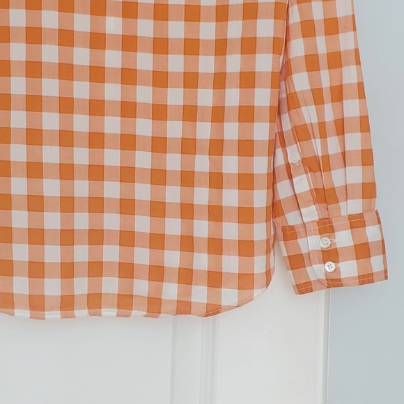 J.CREW white burnt orange plaid long sleeve button down shirt - Picture 9 of 10